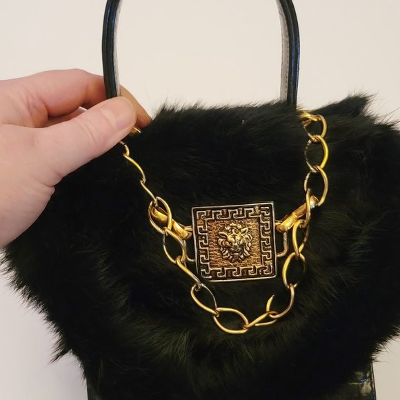 One of a kind Real Fur and Leather Top Handle bag with Paulith vintage Hardware - Picture 6 of 10
